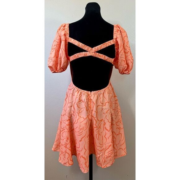 NWT Hello Molly Magic Feeling Orange Dreams Puff Sleeve Mini Dress Medium - Picture 5 of 13